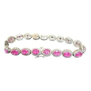 24 Carat Pink Sapphire Sterling Tennis Bracelet